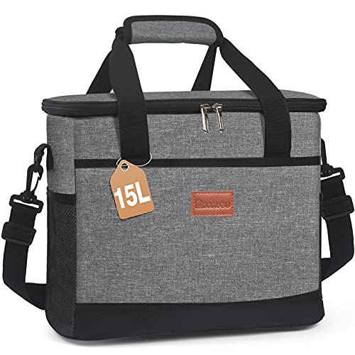 15L!15L!15L! Insulated Lunch Bag - Large Capacity 24-Can Lunch Bag for Men/Women, Cooler Cooling Tote with Adjustable Shoulder Strap, Leakproof Lunch Box for School Work, Office