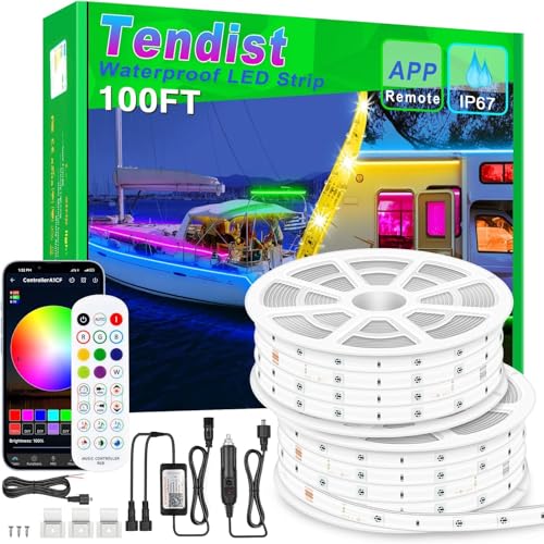 100FT Boat Lights LED Waterproof 12V Marine Light Strip for Boat RGB Marine LED Strip 12V with App & Remote for Pontoon Interior and Exterior Night Fishing Lighting for Jon Yacht Kayak Deck
