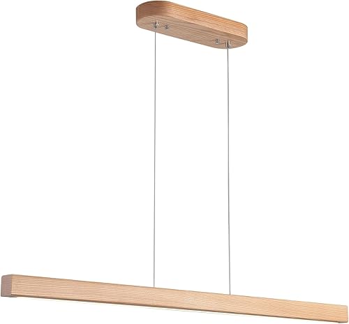 Miniatura 10 de Lámparas colgantes lineales de madera de 47 pulgadas, modernas, LED, 36 W, regulables, iluminación colgante de techo, luces colgantes, candelabros