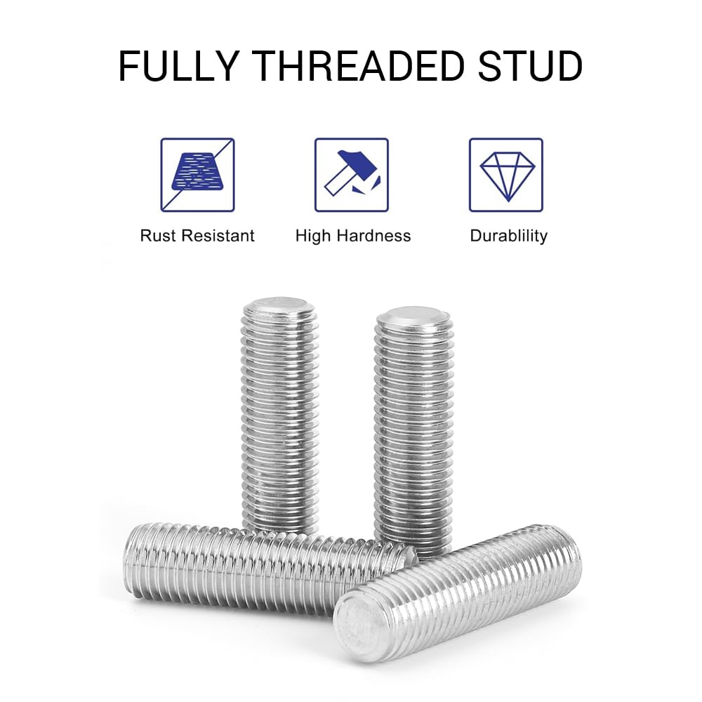 15 pezzi M10*50mm perno completamente filettato, barra filettata lunga in acciaio inossidabile 304 per elementi di fissaggio per la manutenzione industriale dei mobili