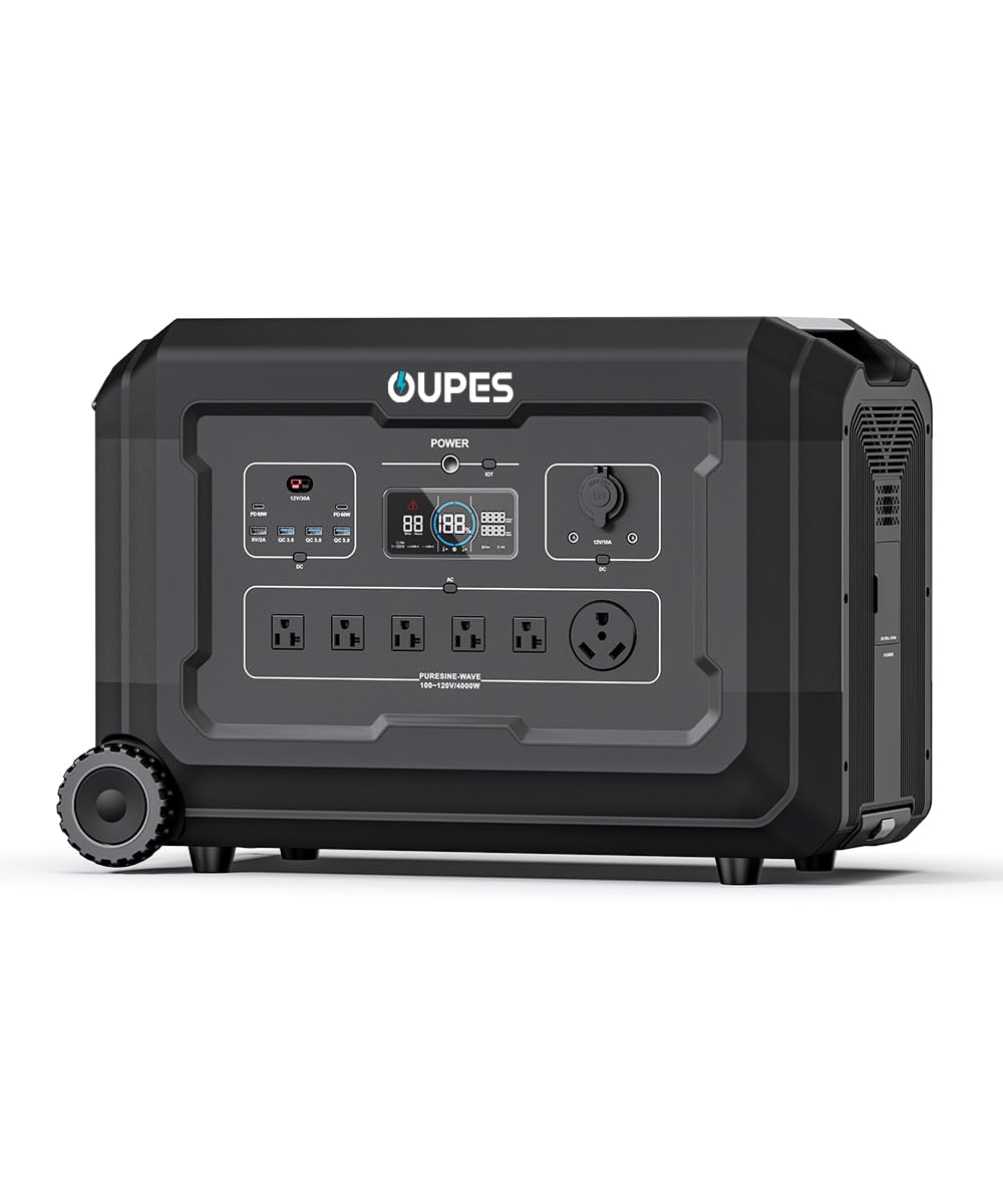 OUPES Mega 5 Portable Power Station, 5040Wh LiFePO4 Battery Backup with 4000W Output (7000W Surge), Expandable to 45.36kWh, Fast Solar Charging, UPS