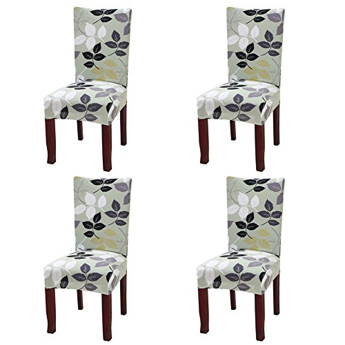 YISUN Stretch Dining Chair Covers Removable Washable Short Dining Chair Protect Cover for Hotel,Dining Room,Ceremony,Banquet Wedding Party (Green, 4 PCS)
