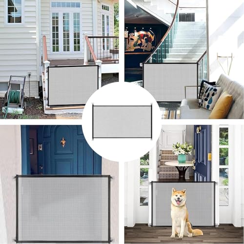 Türschutzgitter Ohne Bohren, 110 x 72 cm Treppenschutzgitter Ausziehbar, Schutzgitter Baby Gate Mit 4 Klebehaken, Türgitter Hunde, Katze Tür geeignet für Haustiere, Babys