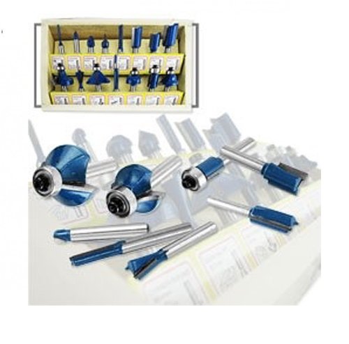 15 Piece 1/4" Tungsten Carbide Router Bit Set and Organizing Case & Hex Chuck Wrench
