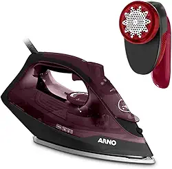 Kit Arno com Ferro a Vapor Ultragliss, Vinho, com Base Durilium Airglide, 1750W, 220V + Papa Bolinhas e Fiapos Arno KFPV