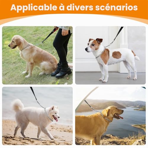 HAPPY HACHI Collier Chaîne Chien Métal, Chaînon 3,5mm, Longueur 60cm, M – vue 7