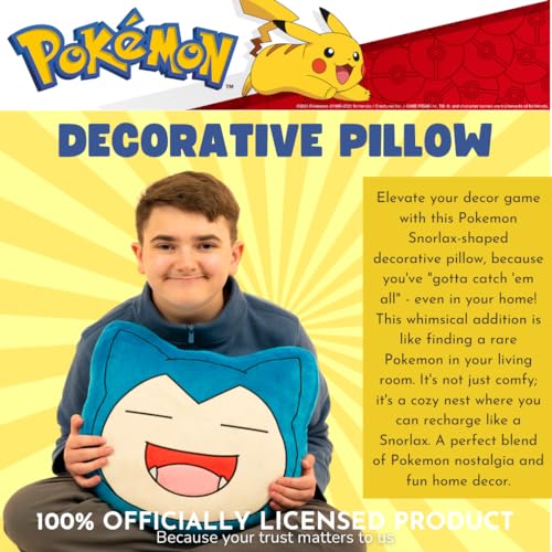 Image of Pokemon Snorlax Decorative Plush Pillow - Anime Bedding Accent for Kids - Super Soft, One Size - (Officially Licensed Product) by Franco