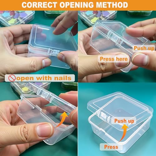 Image of 24 Pack Small Clear Plastic Containers with Lids, Mini Square Empty Storage Boxes, Bead Organizer and Craft Bins for Jewelry Making, Pins, Hardware - 12 Large (3.7 inch) and 12 Small (3.3 inch)