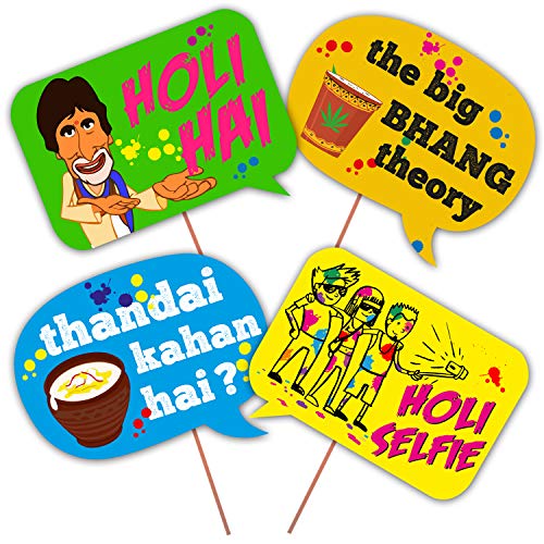 Image of Zyozique 20 Pcs Holi Photo Booth Props /Holi Props for Photoshoot /Happy Holi Paper Banner /Happy Holi Decoration for Holi Festival Photo Props, Holi Party Supplies