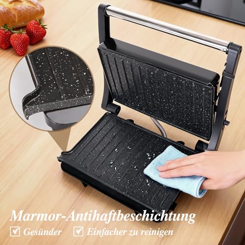Aigostar Kontaktgrill 1000W, Antihaftbeschichtung, 180° öffenbar, BPA-frei – Bild 3