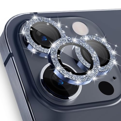 Protection d'objectif iPhone 15 Pro et Max en verre trempé 9H bleu