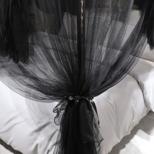 Joyreap 4 Corners Post Canopy Bed Curtain Black- Royal Luxurious Cozy Drape Netting - Elegant Bedroom Decoration Accessories for Adults (86" W x 78" L, King)
