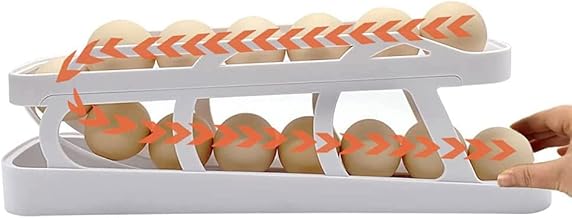 Egg dispenser for Refrigerator, 2 Tier Automatically Rolling Egg Holder, Space Saving Egg Tray For Refrigerator Countertop Cabinet，Rolling Egg Storage Container