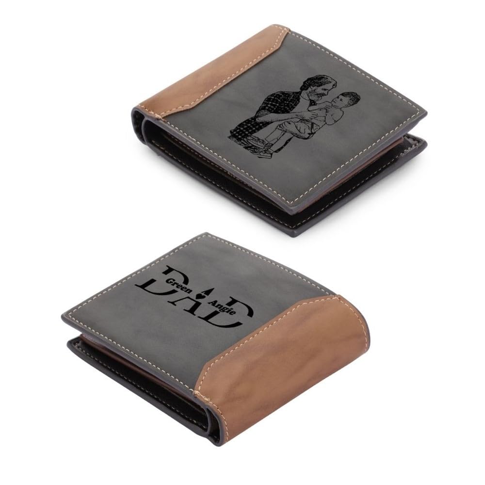 Bycuss Gifts for Fathers Day Personalized Wallets for Men Custom Photo Wallets for Dad Engraved Kids Names Leather Wallet Gifts for Dad from Daughter,