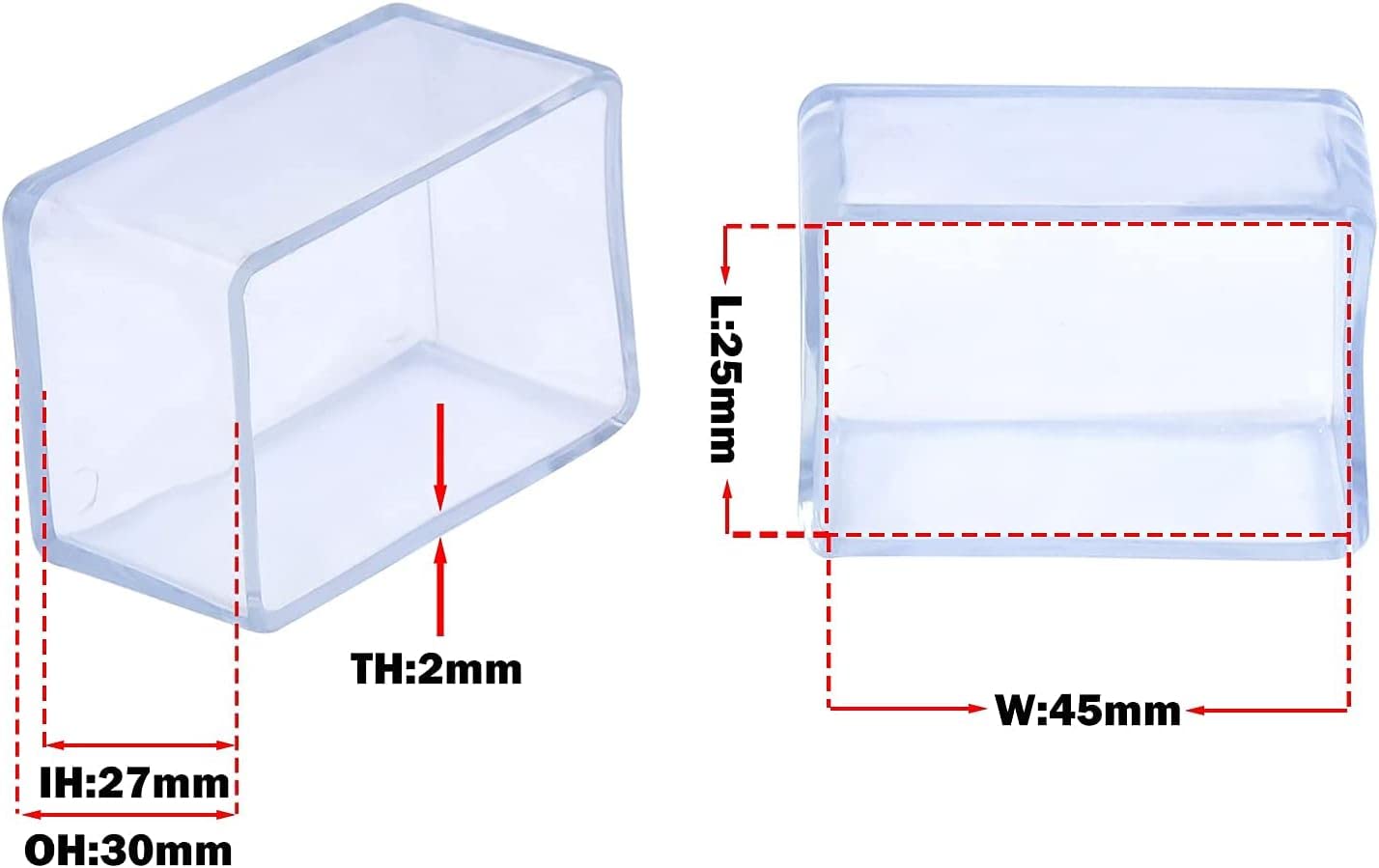 Tapas for muebles, fundas for patas de mesa, almohadillas de fieltro for muebles, 32 protectores de suelo for patas de sillas de PVC, puntas for patas de 13/16 x 1-3/16 pulgadas, 0.787 x 1.181 in, fun