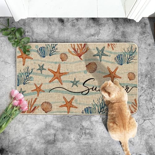 Artoid Mode Sea Shell Starfish Coral Summer Doormat, Home Decor Low-Profile Switch Rug Door Mat Floor Mat for Indoor Outdoor 17x29 Inch - Image 5