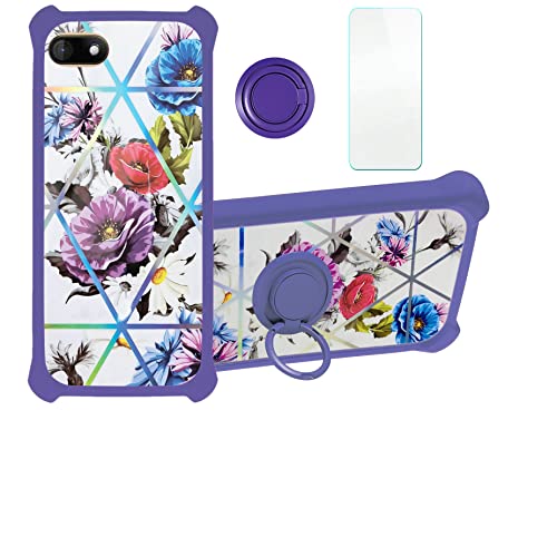 Aroepurt Coque pour Wiko Sunny 3 Coque Compatible avec Wiko Sunny 3 Coque Étui [avec Trempé 9H Protection D'écran] Case Support de Bague PC + Silicone...
