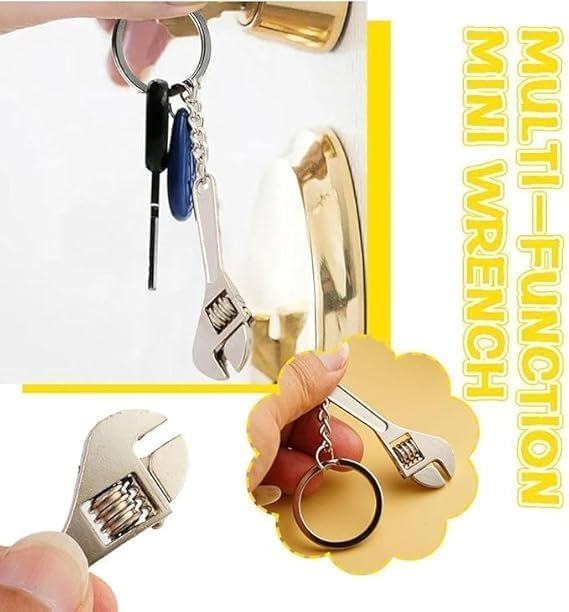 Image of Fenqolit Mini Portable Hand Tool Keychain Adjustable Key Spanner Wrench Universal Chain Universal For Gift. (Mini Wrench)