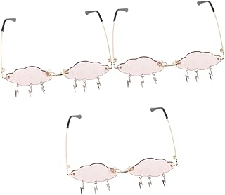 3 Pçs Óculos De Sol Nuvem Óculos De Sol Festa Óculos De Sol Sem Aro Gota De Chuva Óculos Em Forma De Nuvem Óculos De Sol Sem Aro Com Franja Rosa Para Mulheres Óculos De Sol