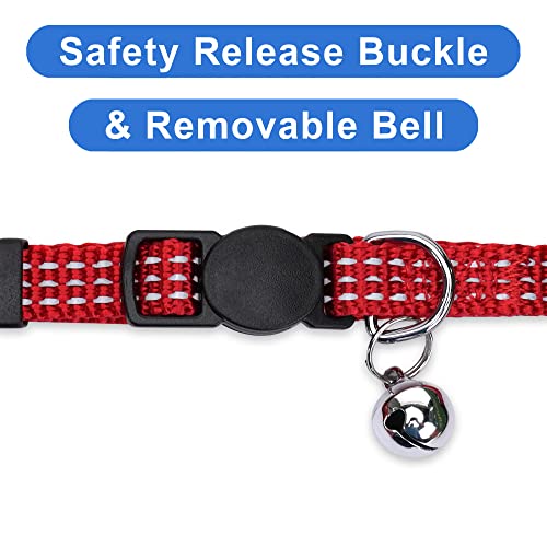 Pawtitas Reflective Cat Collar With Safety Buckle And Removable Bell Cat Collar Kitten Collar Red Cat Collar #TOP2