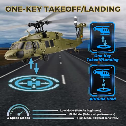 Image of CKYSCHN UH60L Black Hawk RC Helicopter Brushless - 4CH K170 Remote Control Helicopter with 6-Axis Gyro, 2.4G RC Aircraft for Adults Outdoor & 3 Batteries