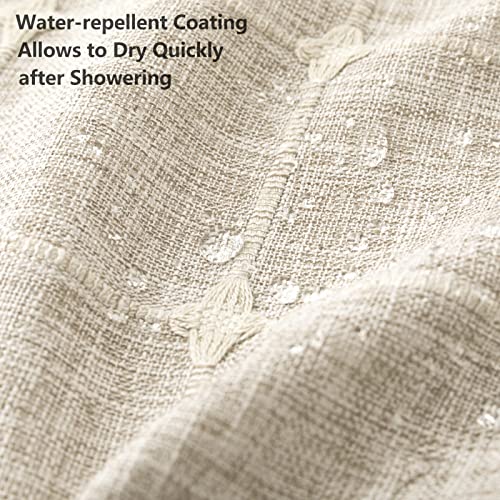 Joycloth Boho Farmhouse Shower Curtain With Tassels, Heavy Duty Water Repellent Cotton Linen Shower Curtains For Bathroom Decor, Rustic Bohemian Cloth Shower Curtain Set With 12 Hooks, Beige, 72 X 72 #TOP3