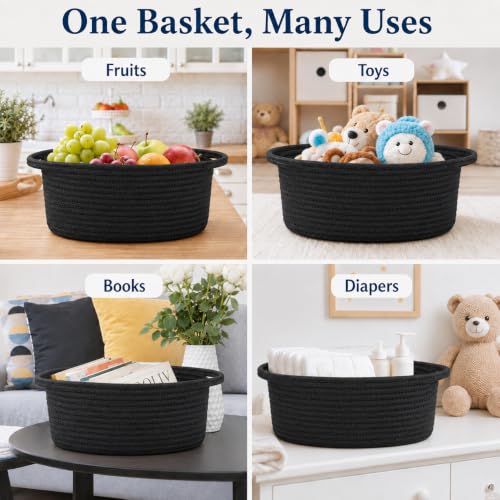 Image of Empty Gift Basket with Gift Bag & Ribbon, Woven Rope Basket, 12x8x5 inch