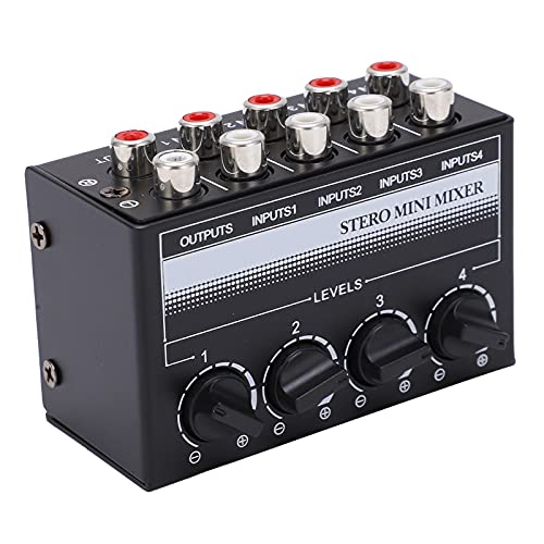 1 in 4 Out Audio Splitter, Anti Interference Stereo Mixer 4 Channel Independent Adjustment -12dB Gain for CD Players for Small Club for Outdoor Performances