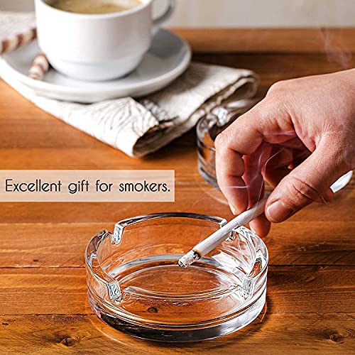 Image of NeWine Italian Premium Glass Ashtray | Tabletop Ash Tray for Indoor & Outdoor Use | Home Decor Ashtray | Hard Glass | BPA Free (Classic Round)