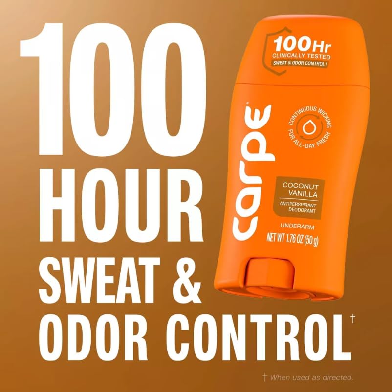 Carpe Women's 100HR Sweat & Odor Control Antiperspirant Deodorant - Coconut Vanilla - 1.76oz: Paraben-Free, Phthalate-Free, Vegan