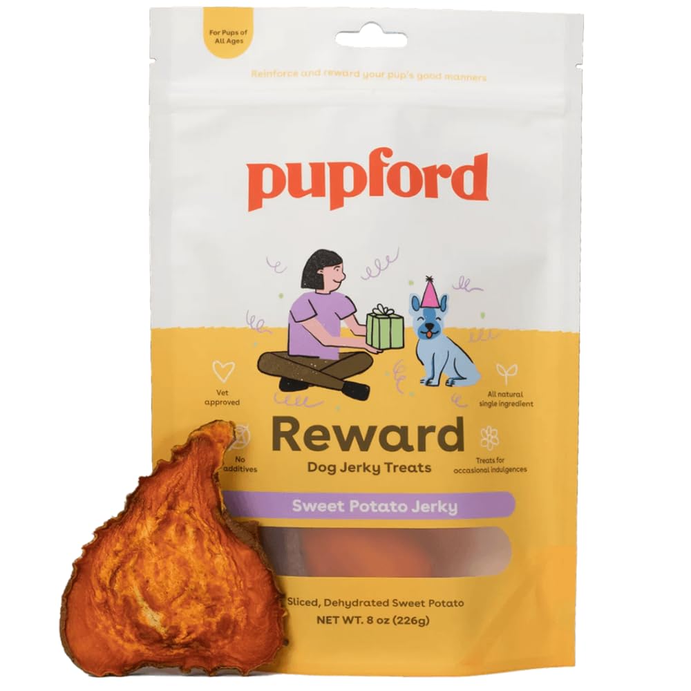 Pupford Crunchy Jerky Treats for Dogs & Puppies, Made in USA, Single Ingredient, No Fillers (Sweet Potato, 8 oz)