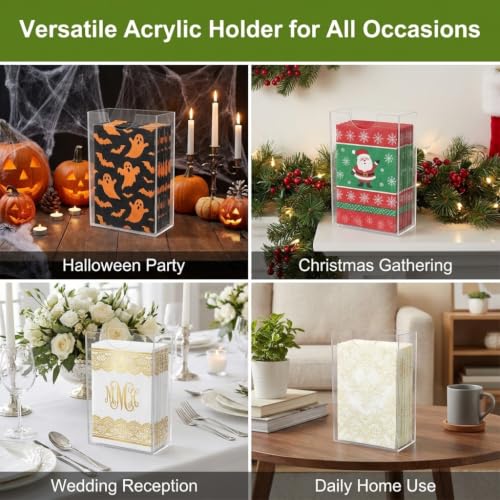 Acrylic Napkin Holder, Vertical Clear Guest Towel Holder, Waterproof Countertop Dispenser Hand Towel Box for Bathroom Dining Table Hotel by LUXBRILENT - Used condition - Image 7