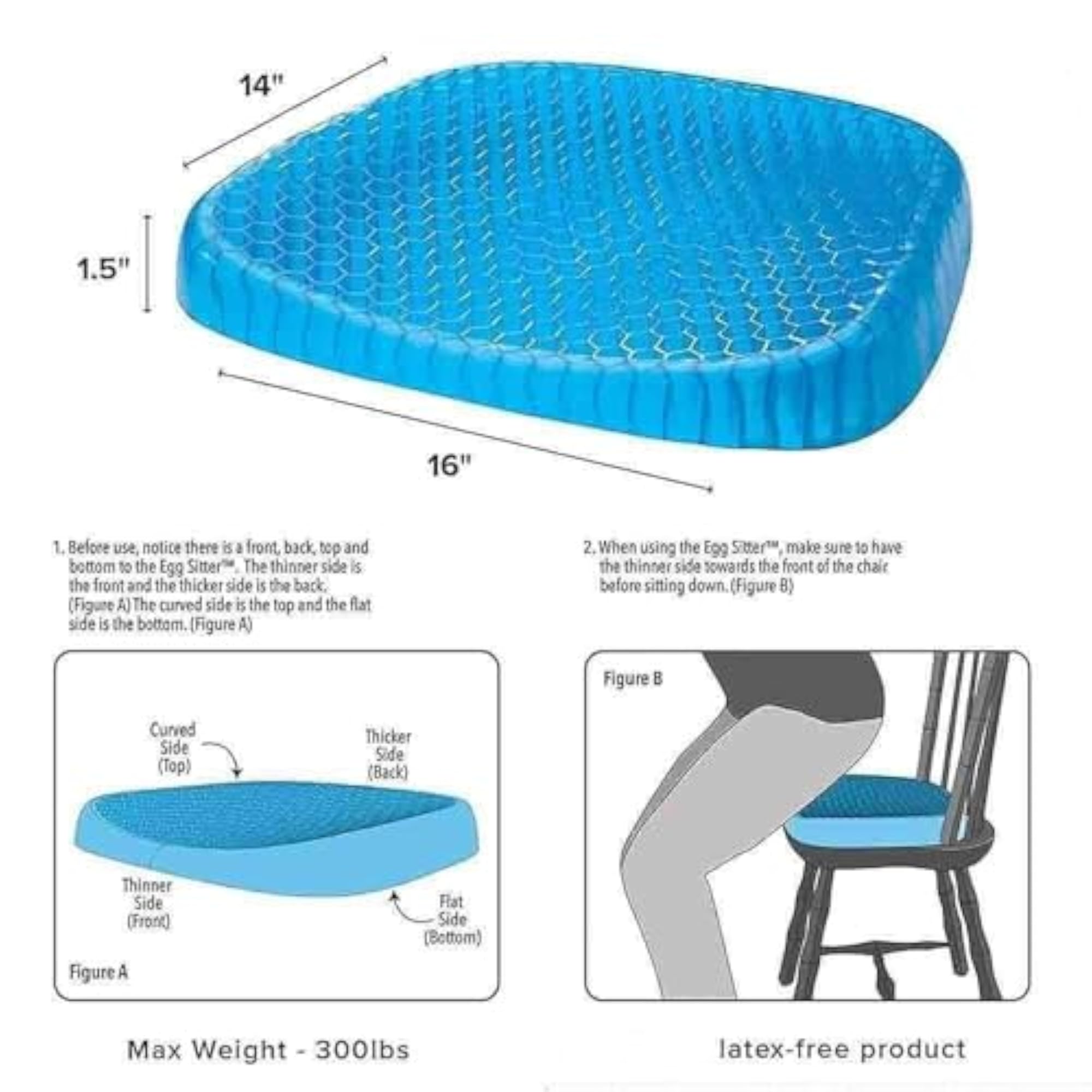 SARVO Extra Thick Silicone Gel Seat Cushion
