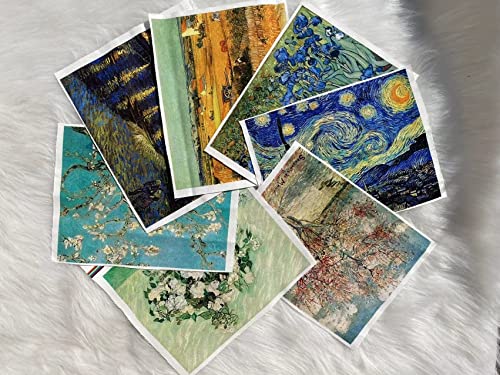 7 pcs of 20x25cm high Precision Printed Painting of Van Gogh Cotton Canvas,Fabric for Sewing,Fabric for Making Bags, Quilting,Wall Decor,Cotton DIY Sewing Materials Fabric