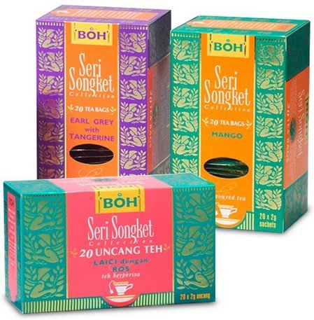3-Pack BOH Seri Songket/ Floral Fruity Flavor/ Lychee Rose, Earl Grey Tangerine, Mango/ Fragrant Black Tea Infused With Exotic Fruits/ Exquisitely Floral & Fruity/ 20 teabags (2)