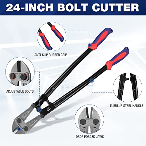 Image of WORKPRO W017006A Bolt Cutter, Bi-Material Handle with Soft Rubber Grip, 24 inch, Chrome Molybdenum Steel Blade