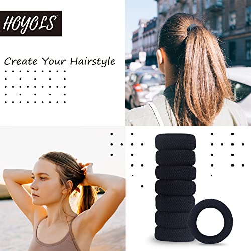 HOYOLS Large Black Hair Ties for Thick Hair Soft Seamless Cotton Ponytail Holders - Image 4