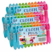 G4GADGET Clothes Pegs 72 Pack, Strong Grip Plastic Pegs for Washing Line, Durable & Rust-Resistant Laundry Pegs with Stainless Steel Spring, Non-Slip & Windproof Washing Pegs for Home & Garden