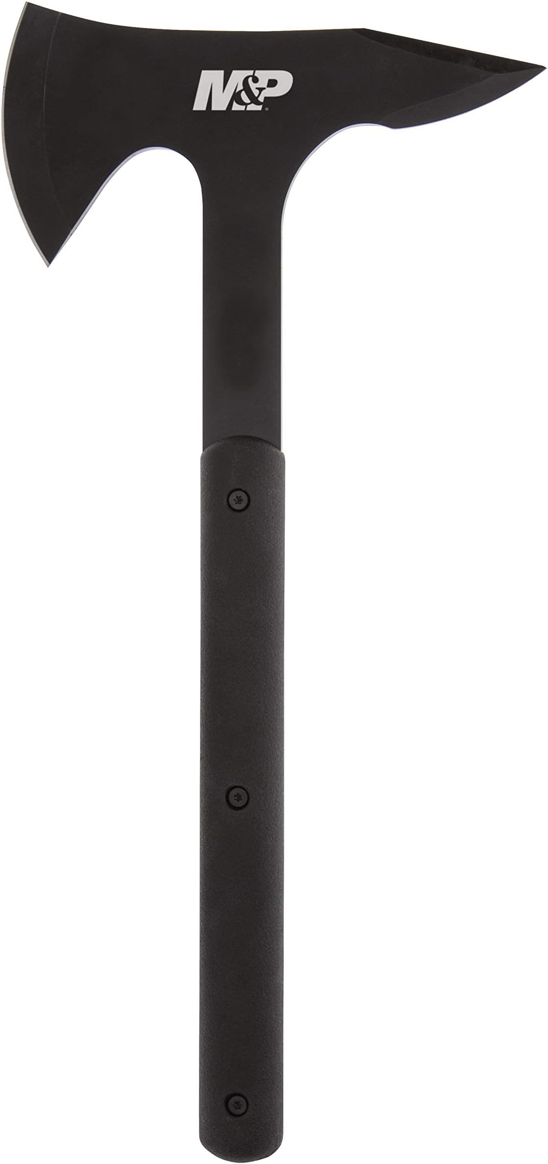 Smith & Wesson M&P Extraction & Evasion 16in S.S. Full Tang Tactical Axe with a Spearpoint Spine, Rubberized Handle and Sheath for Outdoor, Survival and EDC