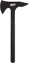 Smith & Wesson M&P Extraction & Evasion 16in S.S. Full Tang Tactical Axe with a Spearpoint Spine, Rubberized Handle and Sheath for Outdoor, Survival and EDC
