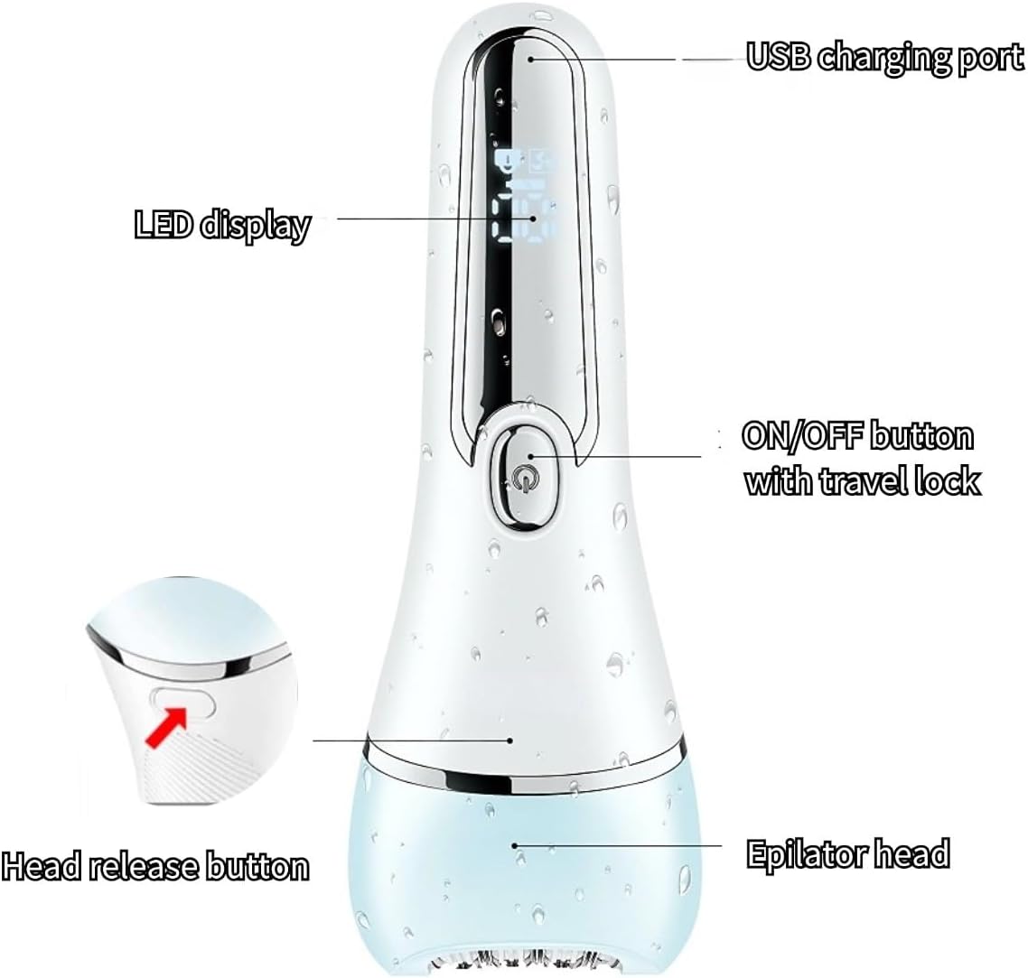 Dusk Razor for Women Electric Women Epilator Female Shaver Leg Body Hair Removal Lip Chin Depilatory Lady Bikini Trimmer Facial Hair Remover(White Without Box)