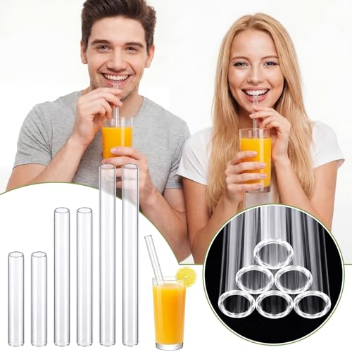 Image of FoldTier 6 Pcs Borosilicate Glass Tube 12mm OD 2mm Thick Glass Blowing Tubes with Cleaning Brush (4,6,8 Inch,Clear)