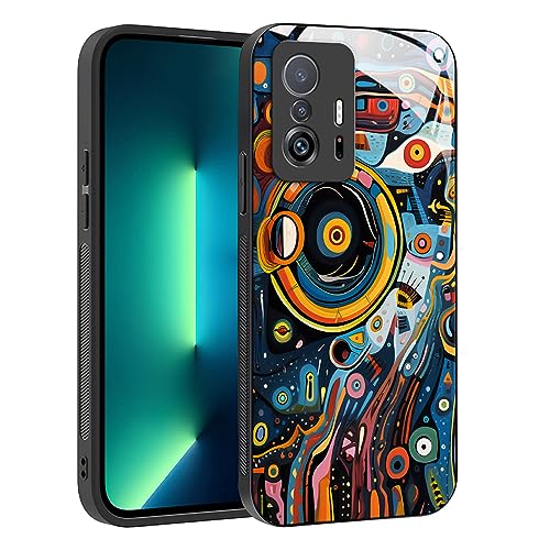 YUXING Cover per Xiaomi 11T / Xiaomi 11T Pro - Abstact Art Geometry Pattern Antigraffio Vetro Back Cover, Custodia Antiurto Antiscivolo Sottile (Abstact Art,01)
