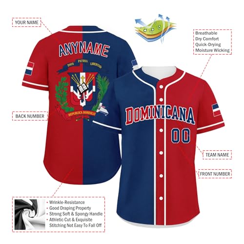 Camiseta personalizada de béisbol República Dominicana para hombres y mujeres, con nombre y número impresos/cosidos, camiseta de orgullo Dominicana, camiseta heritage miniatura 3