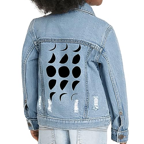 Boho Moon Phase Toddler Denim Jacket - Moon Motif Clothing - Boho Aesthetic
