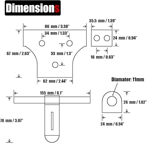 Miniatura 2 de JQK Pestillo de puerta corredera de 6 pulgadas, perno de barril de acero inoxidable 304 grueso con orificio para candado, pestillos interiores para