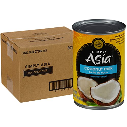 Image of Simply Asia Unsweetened Coconut Milk, 13.66 fl oz (Pack of 24) - 24 Pack of 13.66 Fluid Ounce Cans of Coconut Milk, Gluten and Dairy Free, Perfect Alternative for Cooking, Baking and Beverages