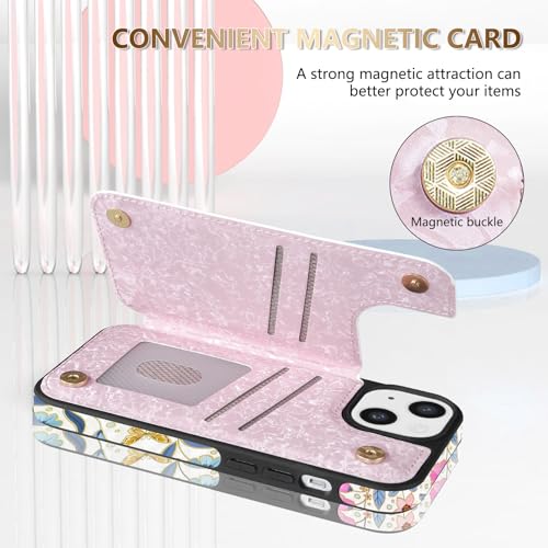NNH for iPhone 15 Wallet Case Double Magnetic Clasp,Colorful Butterfly - image 3