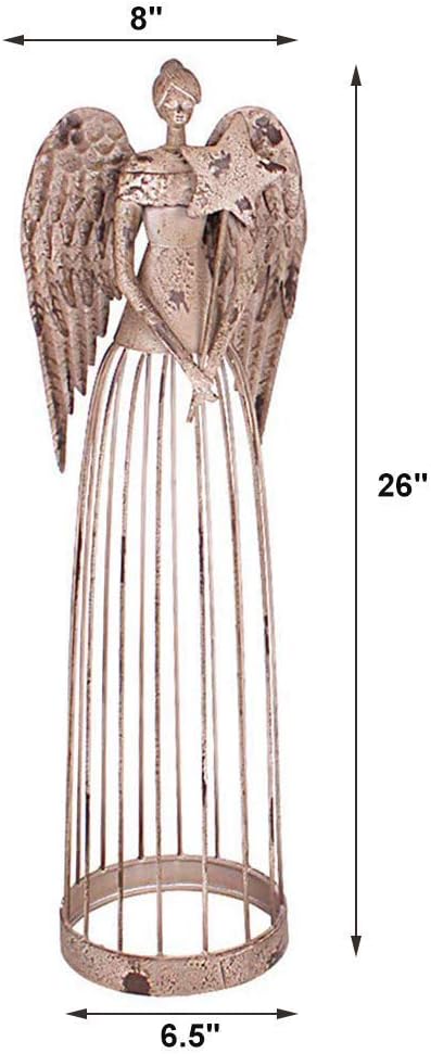 K KILIPES 26" H Antique Metal Angel Garden Statue Outdoor Yard Art Lawn Ornaments, Gifts for Mom Grandma Women