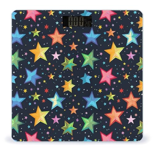 Báscula digital para baño con vidrio templado color estrellas miniatura 1